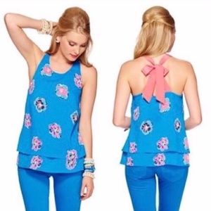 Lilly Pulitzer  Blue Maris Top w/ Back Bow
